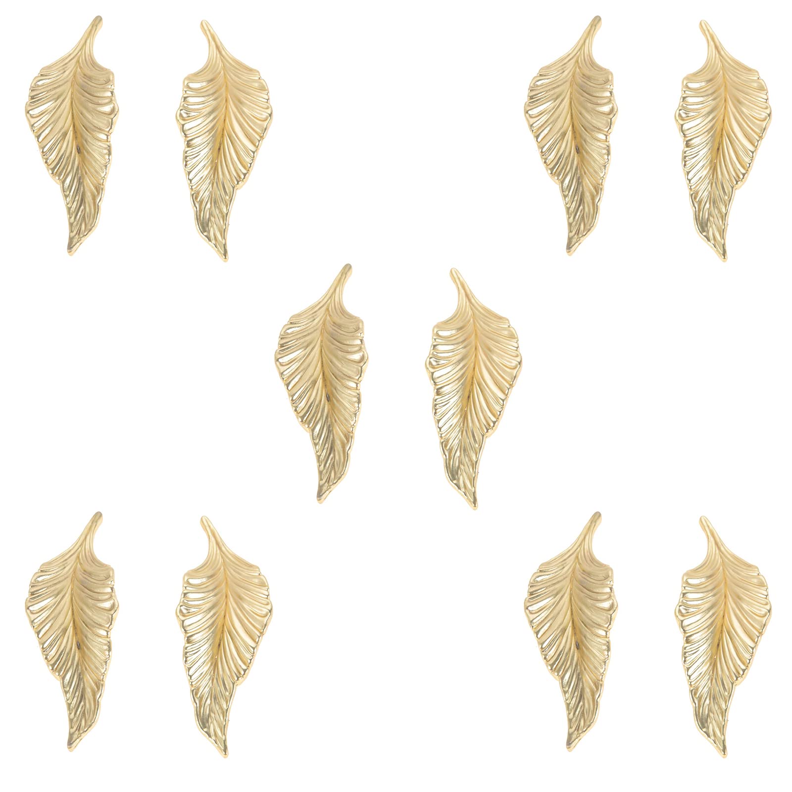 Leaf Handles Knob Zinc Alloy for Cabinet,Kitchen,Door,Drawers,Bookcases,4.13in (5pairs, Gold)