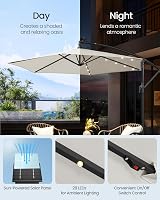 SONGMICS Cantilever 3m Garden Parasol with Base Beige LED Lights UPF 50+ view 3