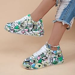 Breathable Low-top Lace-up Graffiti Running Shoes