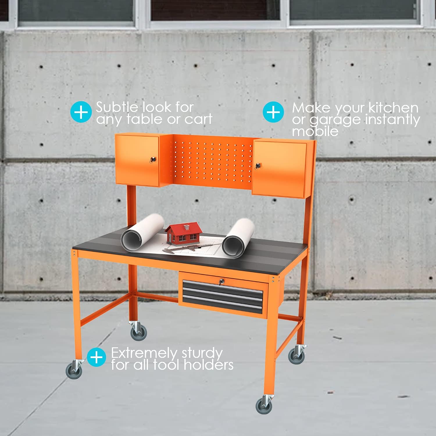 Houseables Caster Wheels, Casters, Set of 4, 3 Inch, Rubber, Heavy Duty, Threaded Stem Mount Industrial Castors, Locking Metal Swivel Wheel, Replacement For Carts, Furniture, Dolly, Workbench, Trolley: Home Improvement