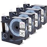Anycolor 45013 Label Tape Compatible with Dymo D1 Label Tape 45013 S0720530 Black on White 12mm for LabelManager 160 280 420P 210D 360D PnP COLORPOP Label Maker,1/2 in x 23 Ft, 4 Pack