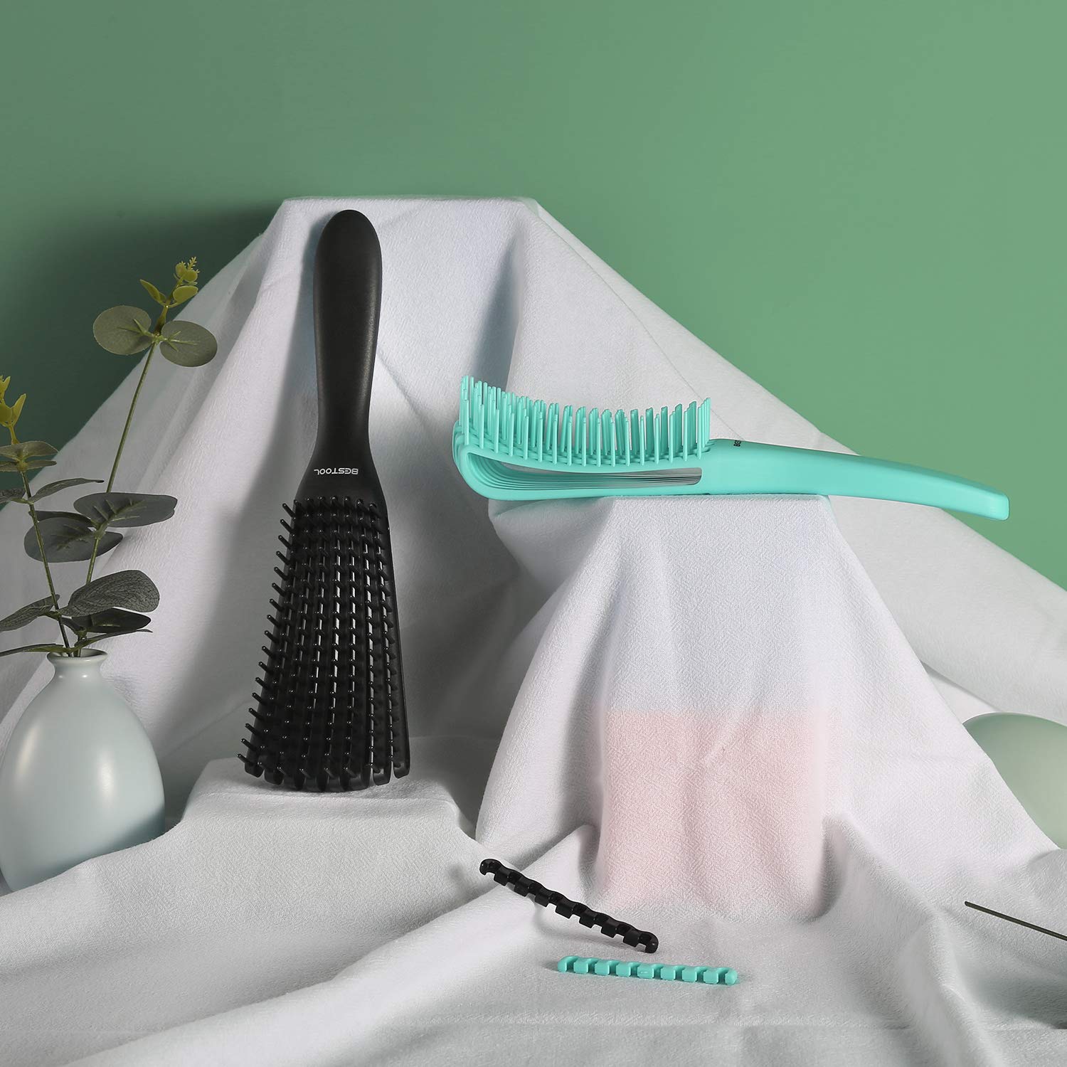 2Pack BESTOOL Detangle Brush, Detangling Brush for Black Natural Hair, Detangler Brush for Faster n Easier Defined Wet Dry 3/4abc Curly, Coily, Kinky Hair with No Pain (Black, Green) : Beauty