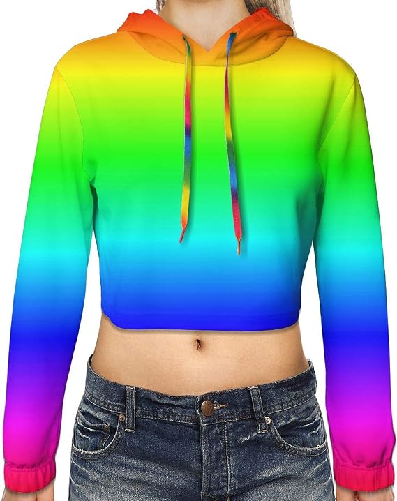 rainbow long sleeve crop top