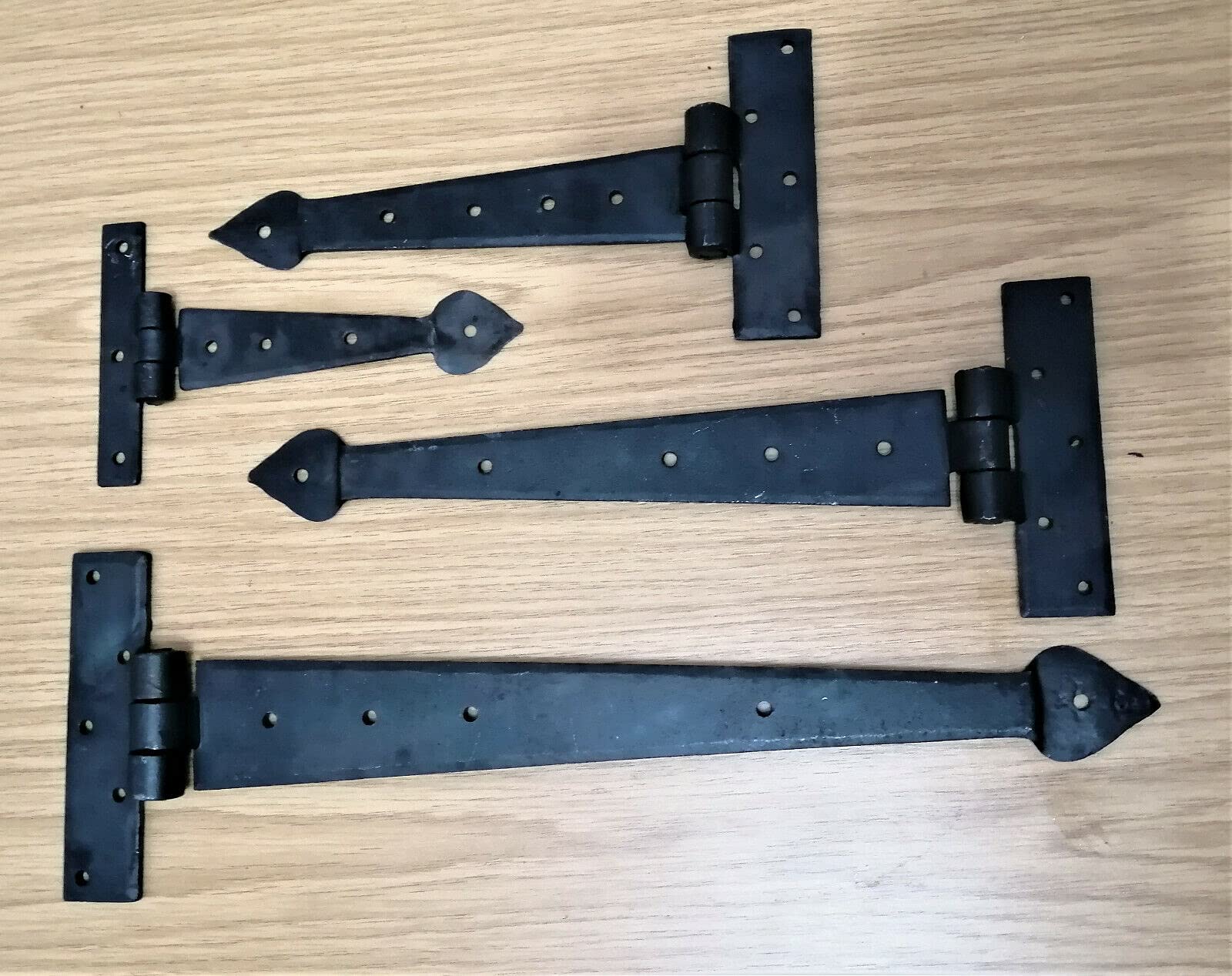 Hand Forged Tee Hinge Strap Hinge Beeswax Arrow End 6" 9" 12" 15" Sold in Pairs (12")