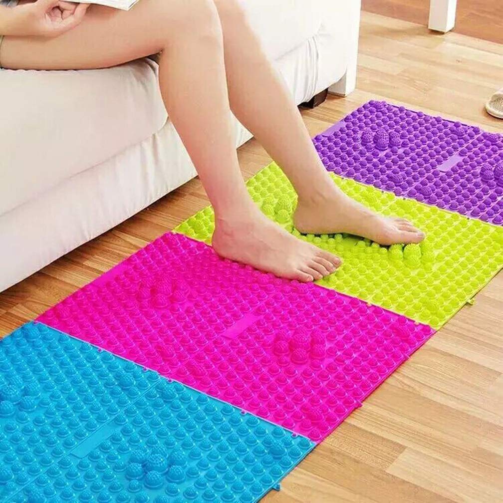 Photo 1 of YOBEYI 2PCS Foot Massage Mat Acupressure Mat Foot Reflexology Walking Toe Plate Massage Pad Bathroom Mat Yoga Mat Anti-Slip Mat Outdoor Game Punishment Mat (Pink)