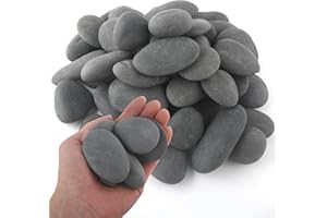 Quibbay 5 lbs Natural Mexican Beach Pebbles, 1-2 Inch Large River Rocks for Plants and Landscaping, Decorative Stone for Fish Tank Aquarium Fountain Garden Paving Walkways Pathways Backyard, Grey