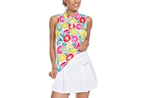Soneven Women's Sleeveless Golf Top Floral Athletic Golf Wear Moisture Wicking Sleeveless Polo Quick Dry