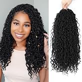 Boho Faux Locs Crochet Hair for Black Women, 10 Inch, 1B#, 8 Packs | Curly Ends, Soft Locs, Pre-looped, Goddess Locs Crochet Hair, For Black Women