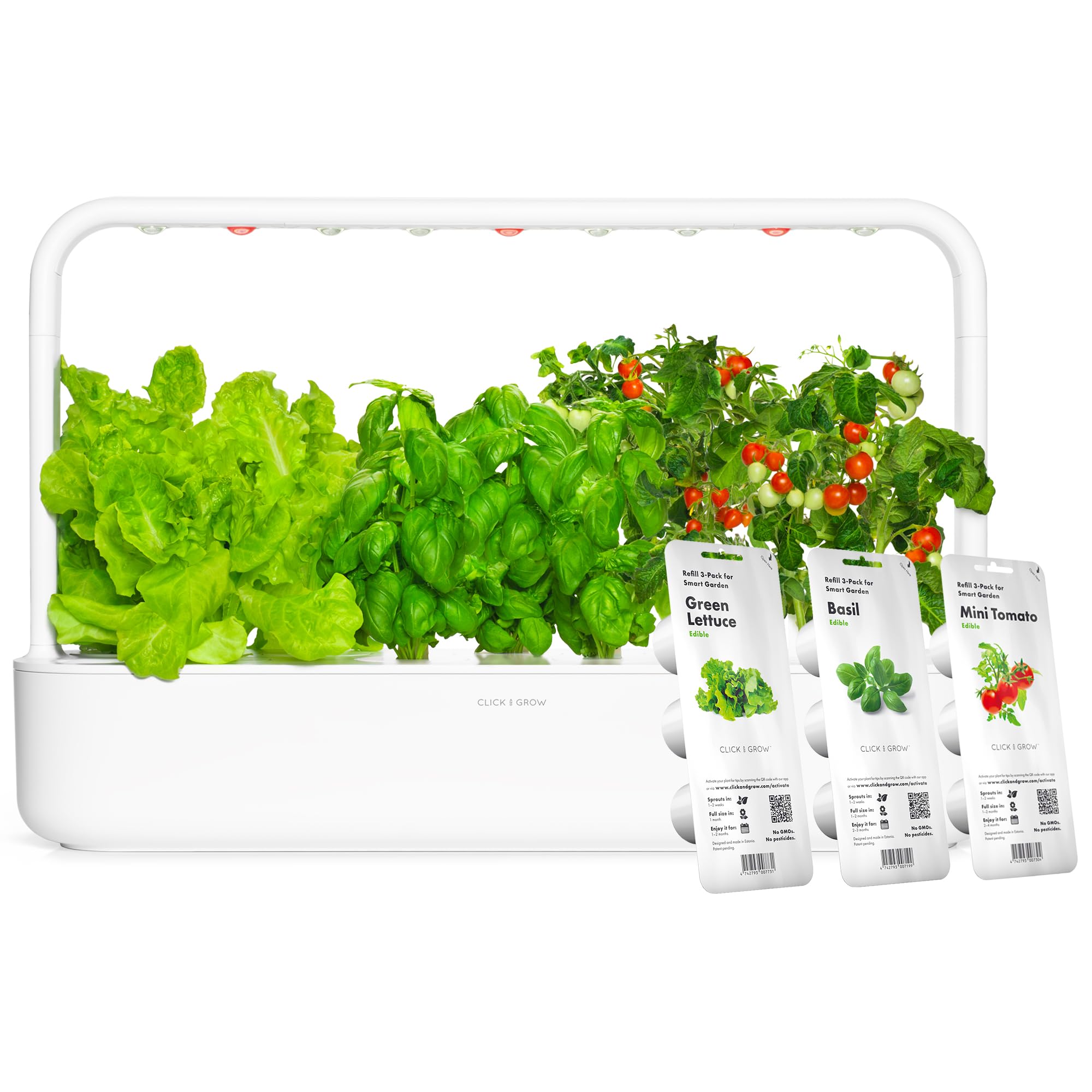 Click & Grow Indoor Herb Garden Kit with Grow Light | Easier than Hydroponics Growing System | Smart Garden for Home Kitchen Windowsill | Vegetable & Herb Garden Starter Kit with 9 plant pods, White