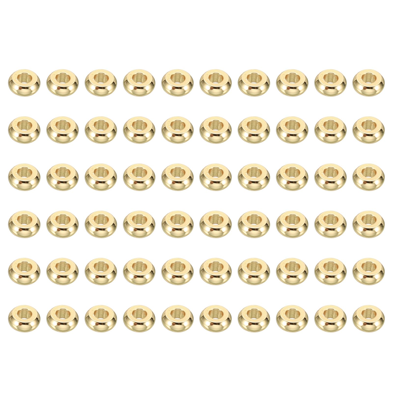 PATIKIL 4mm Spacer Beads, 100 Pcs Flat Bead Spacers Bulk Flat Round Disc Beads Loose Metal Brass for Jewelry Making DIY Bracelets Necklace, Light Gold — image 1