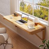 BRCYKRWY Wall Mounted Folding Table,Wall Mounted Desk,Floating Wall Desk for Small Spaces,with Strong Load-Bearing Metal Bracket,Foldable Hanging Workbench,for Small Spaces,Bar,Computer,Laptop