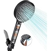 Cobbe Handheld Shower Head with Filter, High Pressure 6 Spray Mode Showerhead with 60" Hose, Bracket and Water Softener Filte