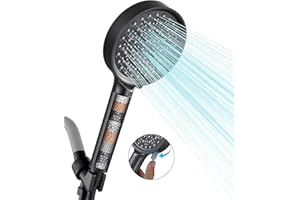 Cobbe Handheld Shower Head with Filter, High Pressure 6 Spray Mode Showerhead with 60" Hose, Bracket and Water Softener Filte