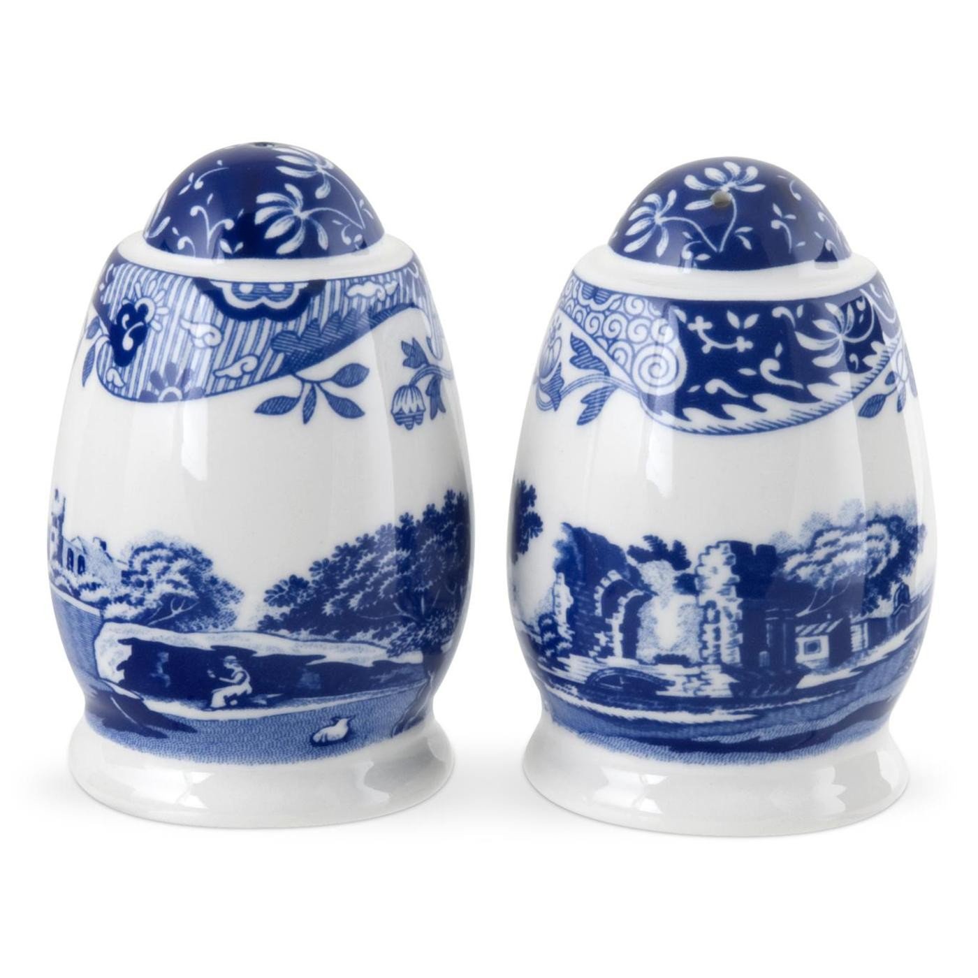 Portmeirion Home & Gifts 1610998 Blue Italian 7.5 cm Porcelain Salt and Pepper, Set of Single Set, Blue/White