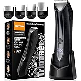 PRITECH Body Hair Trimmer for Men - Rechargeable Trimmer for Mens with Ceramic Blade, Wet & Dry Mens Ball Trimmer with Standing Recharge Dock, Cordless Groin Hair Trimmer for Men