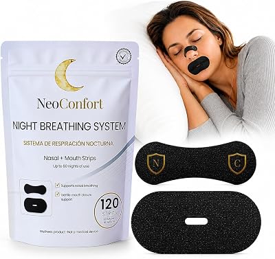 Tiras Nasales y Bucales para Dormir 60+60, Sistema 2en1