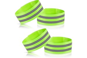Darlingao 4 Pack High Visibility Reflective Bands for Arm, Wrist, Ankle & Leg – Adjustable Elastic Safety Straps for Night Running, Walking, Cycling – Reflective Gear for Men & Women