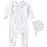 Booulfi Baby Boy's Christening Baptism Outfits Suit with Hat,Cross Detail