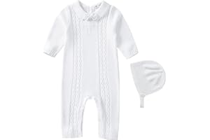 Booulfi Baby Boy's Christening Baptism Outfits Long Sleeve Suit with Hat，Cross Detail