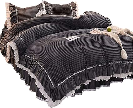 Amazon 姫系 ベッドカバー 4点セット ダブル ベッドスカート 可愛い 掛け布団カバー 寝具カバーセット フリル 洋式 おしゃれ 敷き布団カバー ベッドシーツ 暖かい 枕カバー ピローケース インテリア 柔らかい 暖かい生地 ファスナー式 夢幻 女の子 止め紐付き Osona