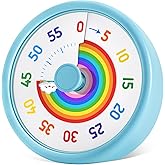 HIPPIH Visual Timer for Kids, 60-Min Silent Sound Rainbow Countdown Timer | Visual Rainbow Disk, Timer for Kids &amp; ADHD Toddler, Silent Operation, 60-Min Countdown, Loud Alarm Timers for Classroom, Blue
