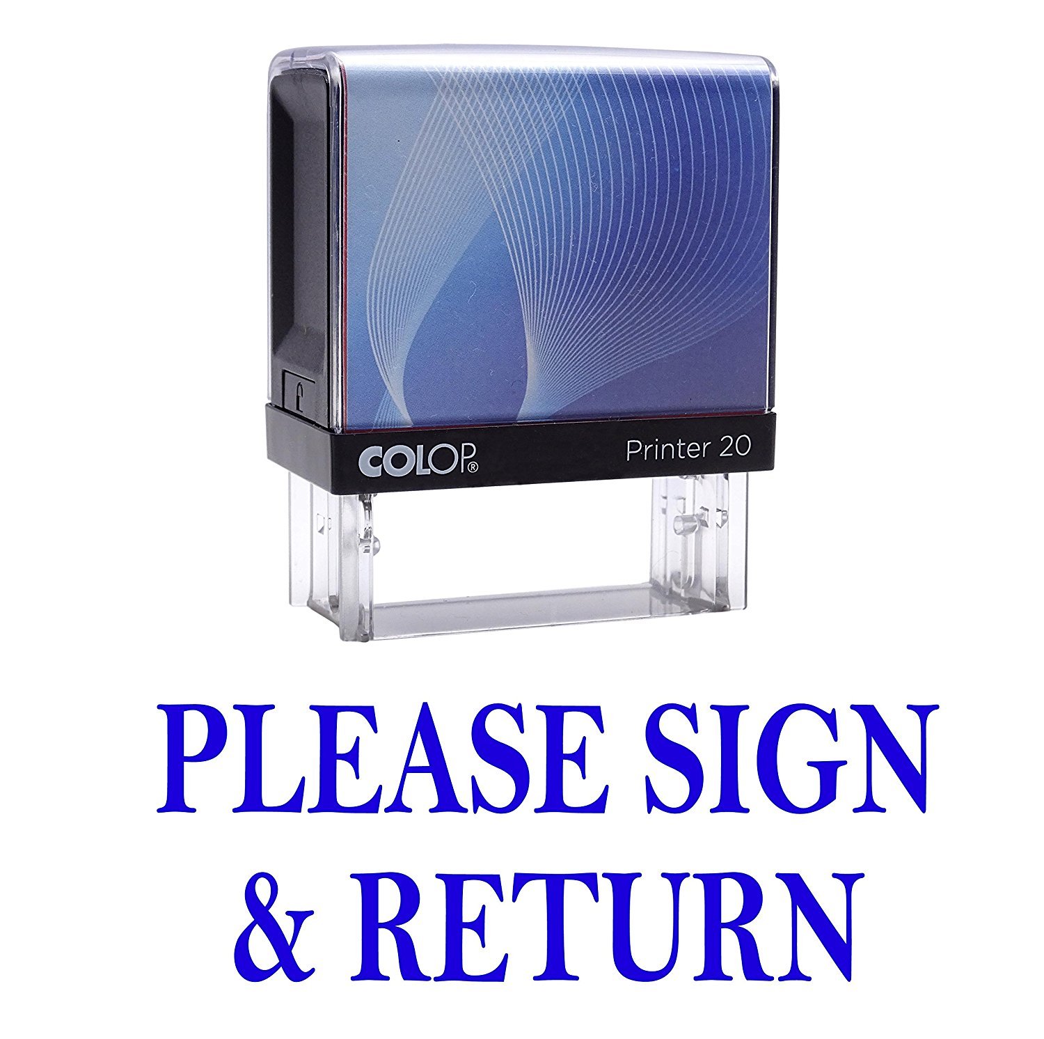 Please Sign & Return Self Inking Rubber Stamp Blue Ink Office Stamp Colop Mini Stamper Small