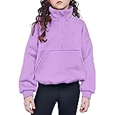 Arshiner Girls Half Zip Sweatshirt with Drawstring Hem Fleece Quarter Zip Pullover Sweatshirts Fall Clothes for Teen Girl
