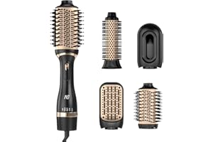 Nycoba Hair Dryer Brush Set, Multifunctional Hot Air Brush for Salon Blowouts, Negative Ion Technology & Quick Drying, Shiny and Less Frizz, Black Orange