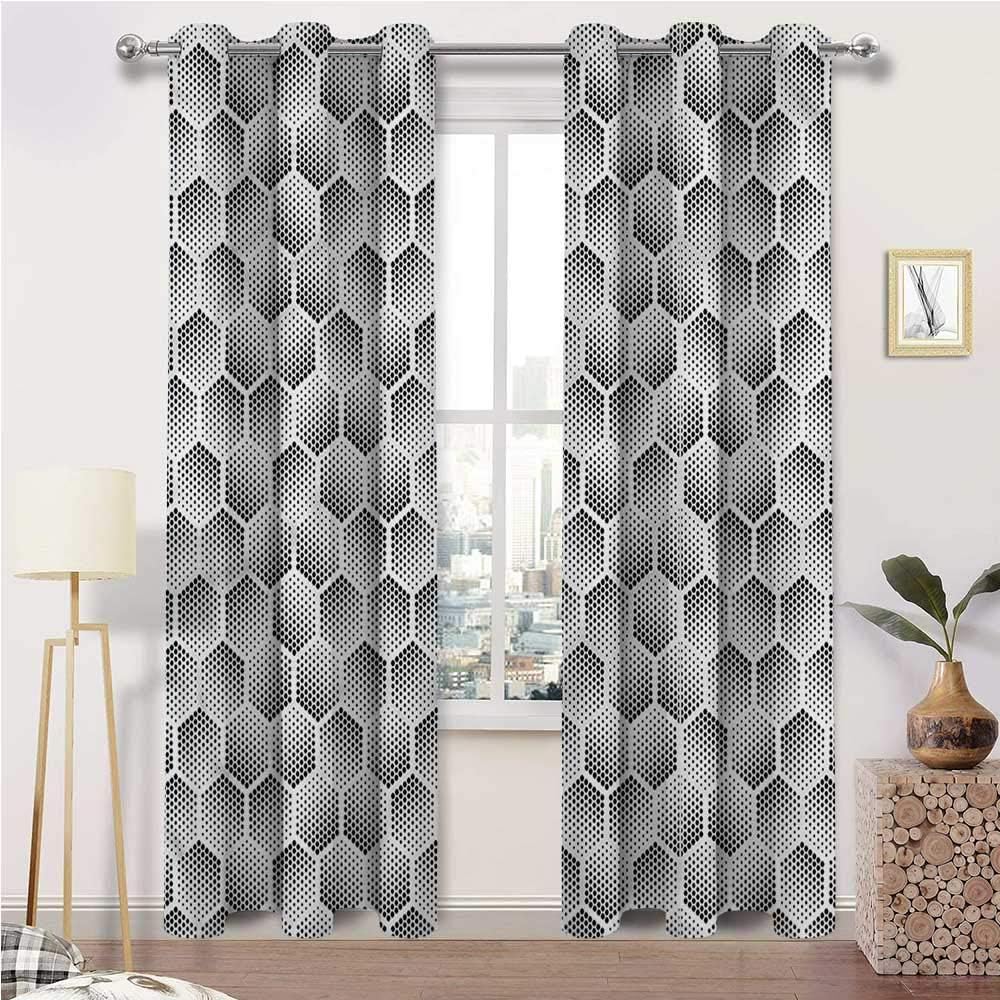 prunushome Retro Window Curtains Hexagonal Comb Pointillism