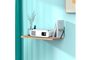 DAWASAPAT Projector Shelf, Projector Wall Mount Floating Shelf, Projector Mount, Deep Shelves with Large Storage for Living Room, Kitchen, Office, Bathroom, Bedroom Router Shelf with Cable Ties-Oak
