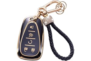 Gematay for Chevy Key Fob Cover with Keychain Lanyard, Soft TPU Key Fob Protector Shell Compatible with Chevrolet Chevy Equinox Malibu Camaro Traverse Smart Key Case