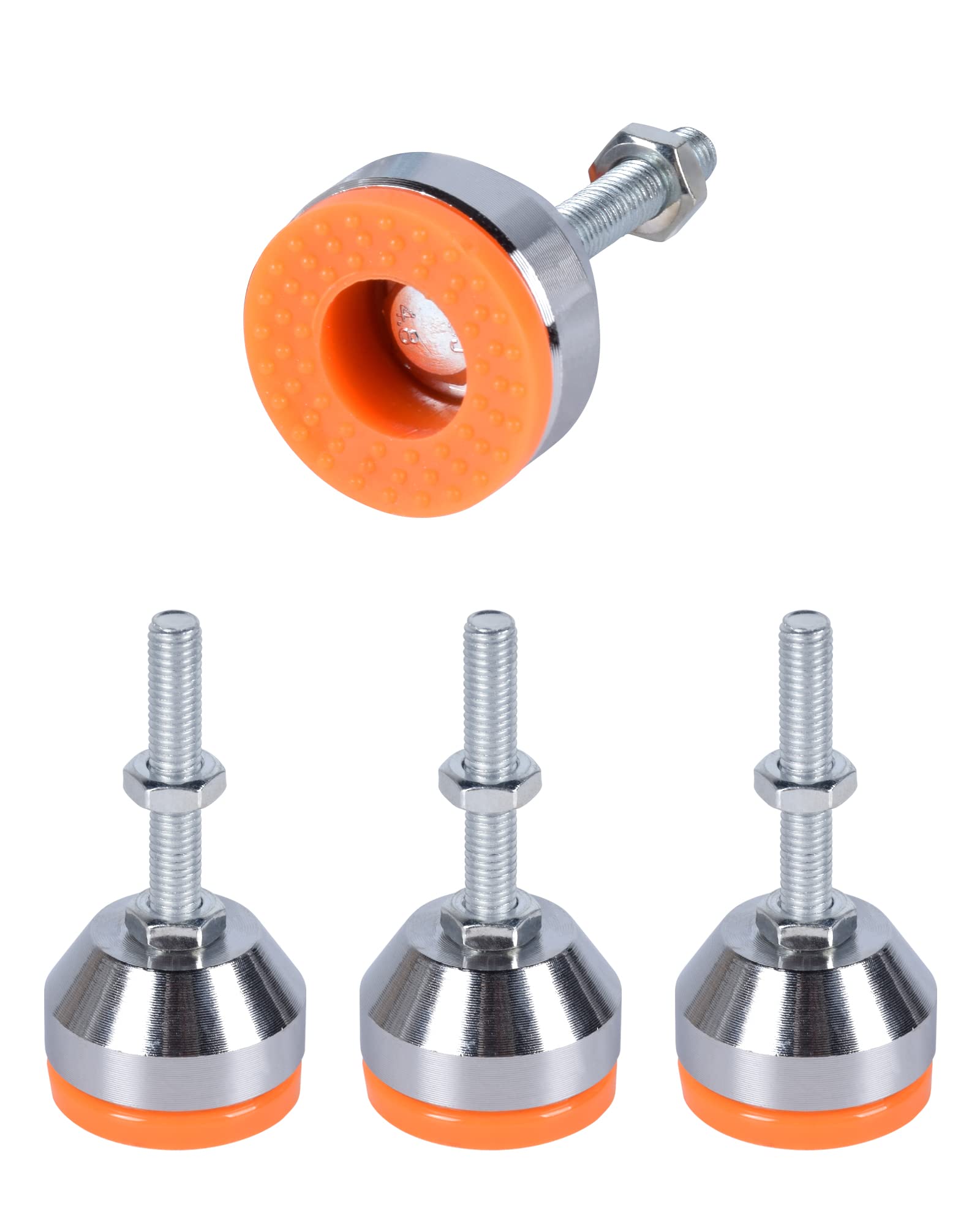 SPDYCESS 4 PCS Furniture Adjustable Feet, M8×50mm×Ø40mm Thread Heavy Duty Carbon Steel Leveling Foot Adjuster Leveller Buffering Floor Protector Reduce Noise for Machine Table Furniture Feet