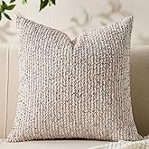 Allorry Decorative Couch Throw Pillow Covers 26x26 Beige Striped Soft Wool Pillow Covers Neutral Textured Boho Cushion Covers for Modern Farmhouse Sofa Bedroom Living Room Decor SY011-A26