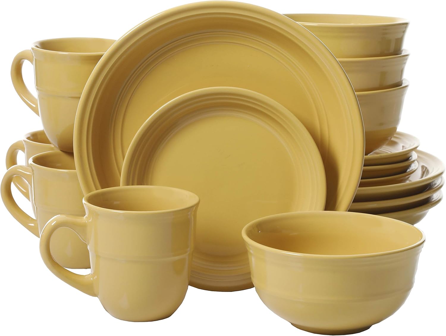 Mainstays Yellow Rainforest 16Piece Dinnerware Set