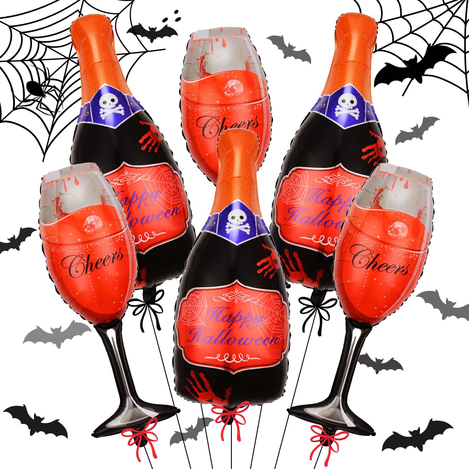 Photo 1 of **pack of 5**Wclliuchi 6 PCS Halloween Balloons Set, Red Champagne and Wine Glass Balloon for Halloween Party Decorations (Champagne)