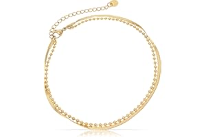 Made by Nami Flat Snake Chain Anklet- Stainless Steel Link Ankle Bracelet - Cute Boho Summer Beach Anklet - Handmade in Germany - Adjustable for Women, Teens & Girls