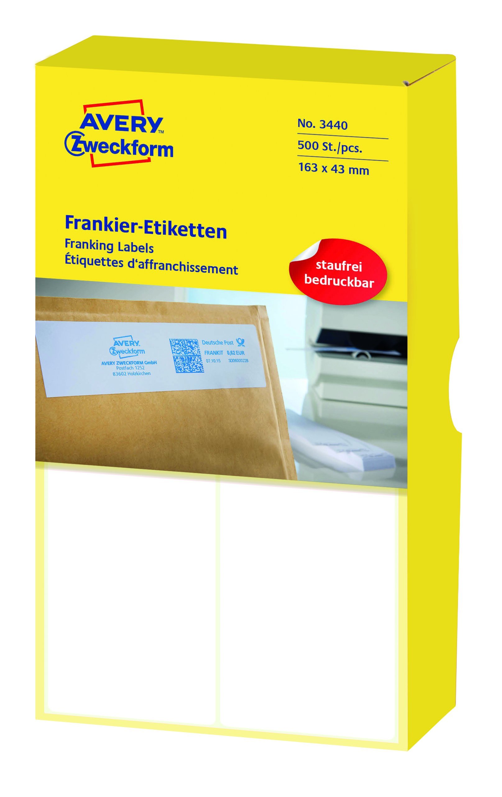 Avery Zweckform Franking Labels 163x43 mm 500 Labels White