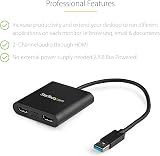 StarTech USB-A 3.0 to Dual HDMI Adapter Windows 4K 30Hz + 1080p 60Hz view 2