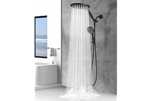 MakeFit Dual Handheld Shower Head Combo, 2-in-1 Rain Shower Heads System 8 Inch Rainfall Shower Head and 10 Modes High Pressure Hand Held Showerhead with Built-in Power Wash