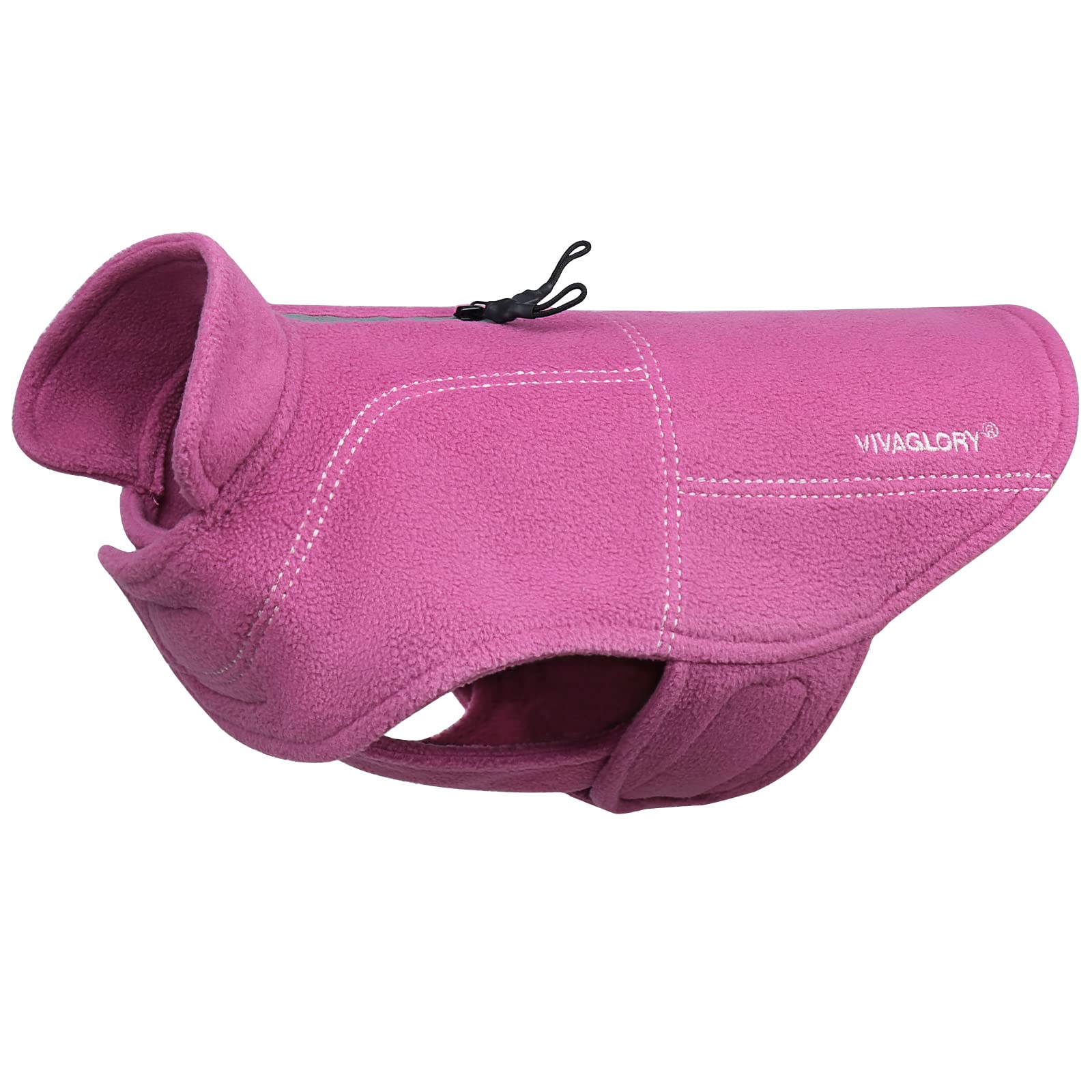 VIVAGLORY Softpad Dog Fleece Jumper, Dog Fleece for Fall & Spring, Coat with Harness Hole, Reflective Light Weight Soft Easy On Adjustable, XXS, Fuchsia