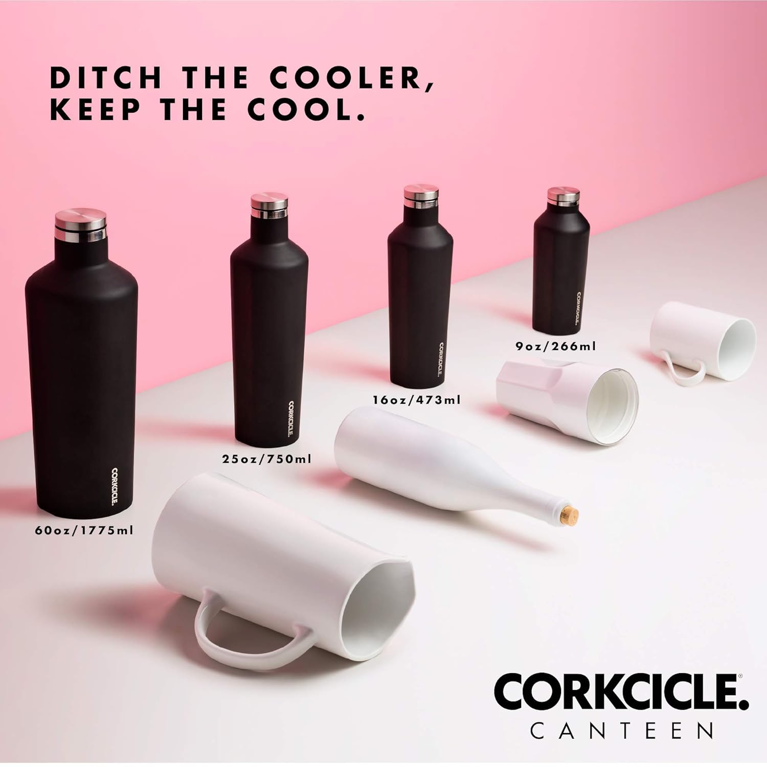 Corkcicle Botella isotérmica, Acero Inoxidable, Gloss Rose Quartz ...
