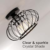 FRIDEKO HOME Modern Ceiling Light 28cm Black LED Crystal Flush Mount view 8