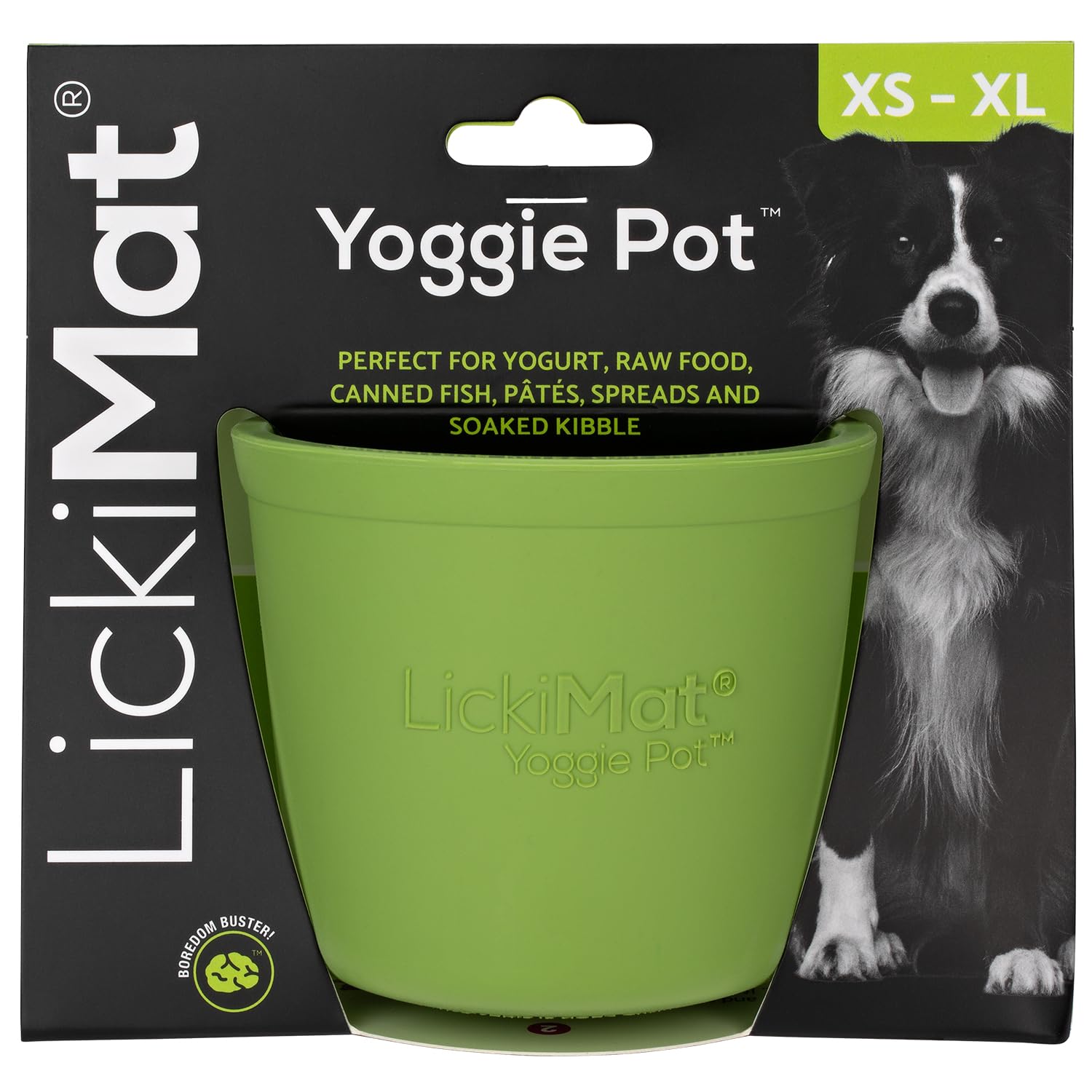 LickiMat Yoggie Pot – Distraction, Fun and Enrichment. Long Lasting Rubber Licking Treat Dispenser for All Dog Sizes and Slow Feeder for Small Dogs. The Newest LickiMat, Green