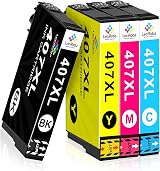 LeciRoba 407XL Ink Cartridges for Epson WF-4745DTWF 1 Black 1 Cyan 1 Magenta 1 view 1