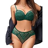 Avidlove Womens Lingerie Sexy Floral Lace Bra and Panty Sets 2 Piece Mini Babydoll