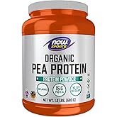 NOW Foods Sports Nutrition, Certified Organic Pea Protein 15 Grams, Unflavored Powder, 1.5-Pound