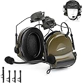 QIRUIMY ARC Rail Adapter Ⅰ/ Ⅱ Tactical Helmet Headset with Replaceable Headphone Stand and U94 KEN PTT for Airsoft Sports