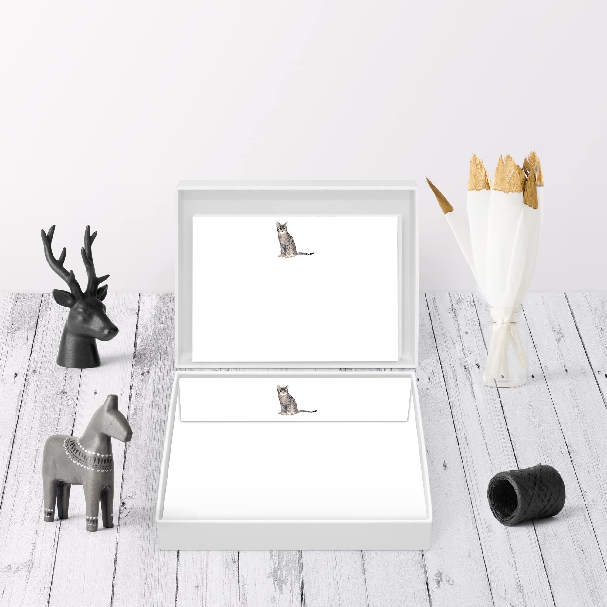 Me Loovely Tabby Cat Flat Notecards Animal Greeting Cards with Envelopes A6 Size Notecards Correspondence Card Writing Stationery Supplies (40 Letters & 40 Envelopes in Custom Gift Box)