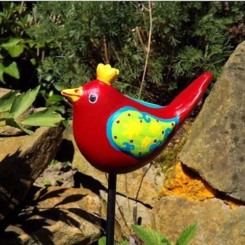 Geschenk Garten Individuell Keramik Gartenstecker Zaunkonigin Rot Handgefertigt Und Handbemalt Gartendeko Gartenkunst Pflanzenstecker Beetstecker Amazon De Handmade