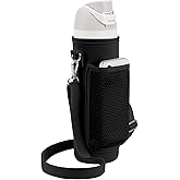 Linkidea Water Bottle Carrier with 2 Strap Compatible with Owala FreeSip 24oz, Waterbottle Sling Bag Holder, Shoulder Strap with Mesh Phone Pocket (Black)